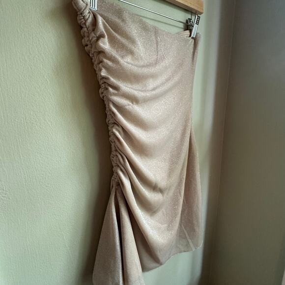 Princess Polly Donelli Metallic Strapless Minidress Champagne Bodycon Ruched NWT - Picture 9 of 9